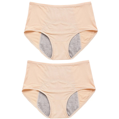 Lot de 2 culottes physiologiques pour femmes, culottes menstruelles anti-fuites, taille mi-haute, en soie glacée.