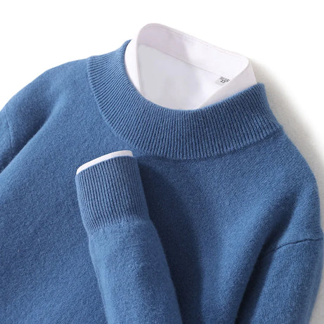 Pull 100 % laine mérinos pour femme, grande taille jusqu'à 5XL, col demi-lune, maille ample, manches longues, finitions cachemire.