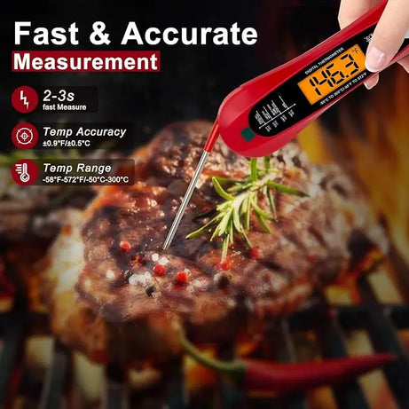 Thermomètre à viande à lecture instantanée pour la cuisson, thermomètre alimentaire numérique rapide et précis avec rétroéclairage, aimant, étalonnage, cuisine
