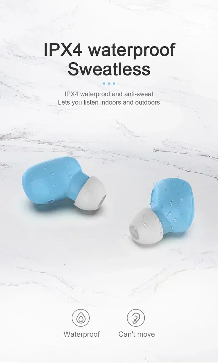 Écouteurs Bluetooth TWS sans fil avec microphone et réduction de bruit, compatibles avec les smartphones (modèle A6S).