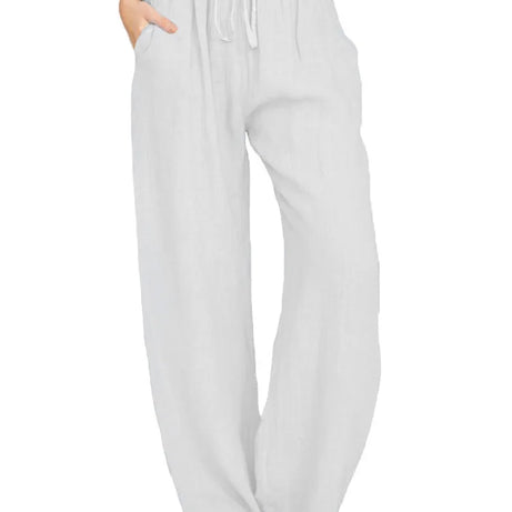 Nouveaux vêtements décontractés d'été et d'automne pour femmes en Europe, en Amérique et en Europe. Pantalons décontractés amples en coton et chanvre.