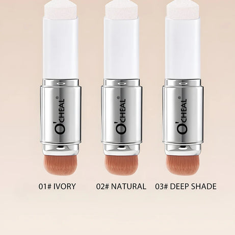Fond de teint stick thermosensible O'CHEAL, couvrance du visage, imperfections et pores, double embout, fini mat.