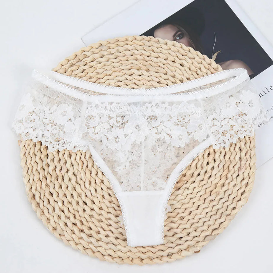 Culotte noire sexy en dentelle ajourée à motif floral, taille basse, sous-vêtements respirants, lingerie féminine