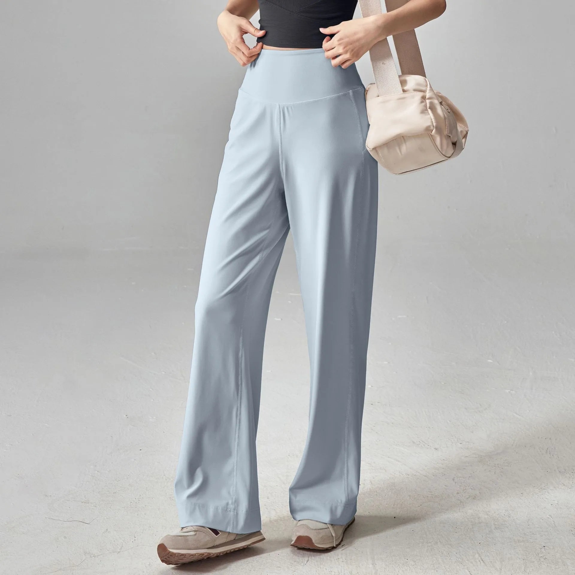 Pantalones de mujer de alta calidad con bolsillos, cintura alta, elásticos, holgados, ideales para deportes, ocio, yoga y entrenamiento.