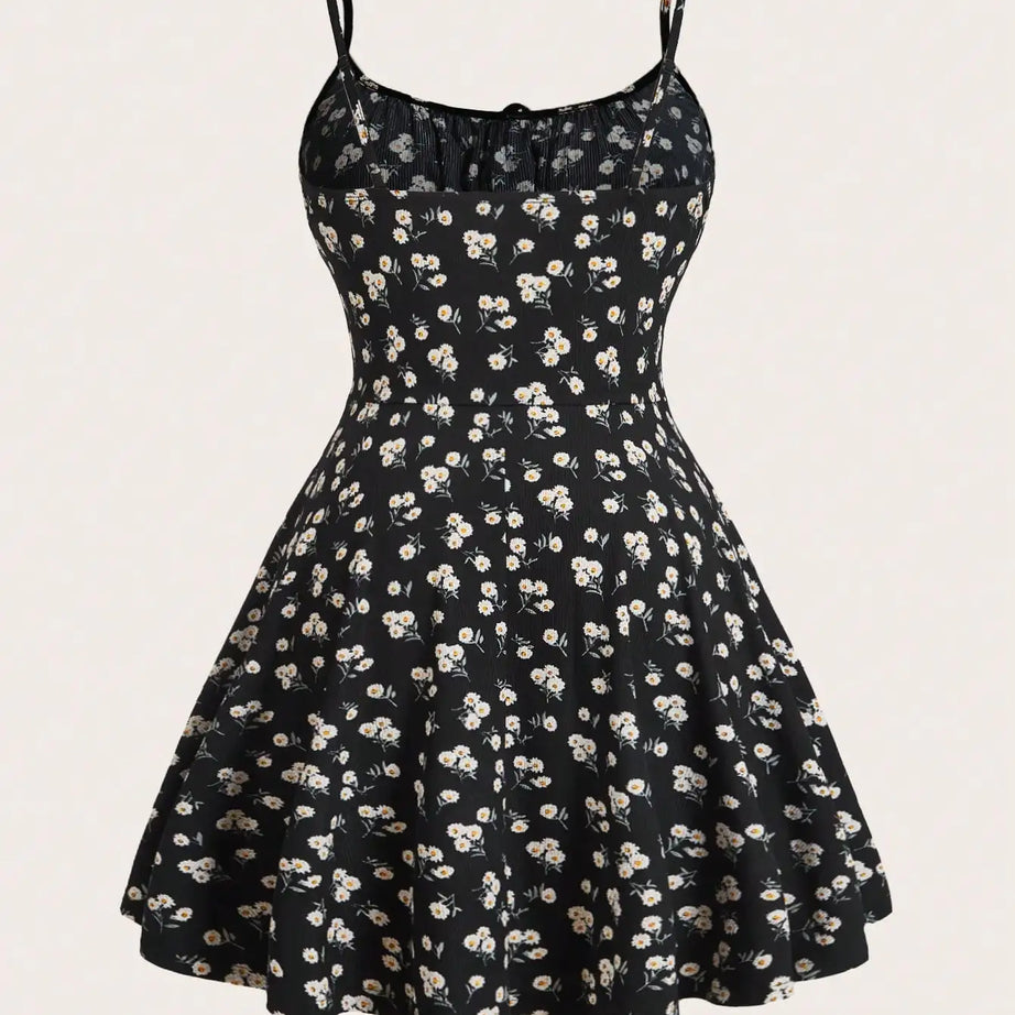 Robe camisole élégante sans manches à fines bretelles et imprimé floral, nouvelle tendance