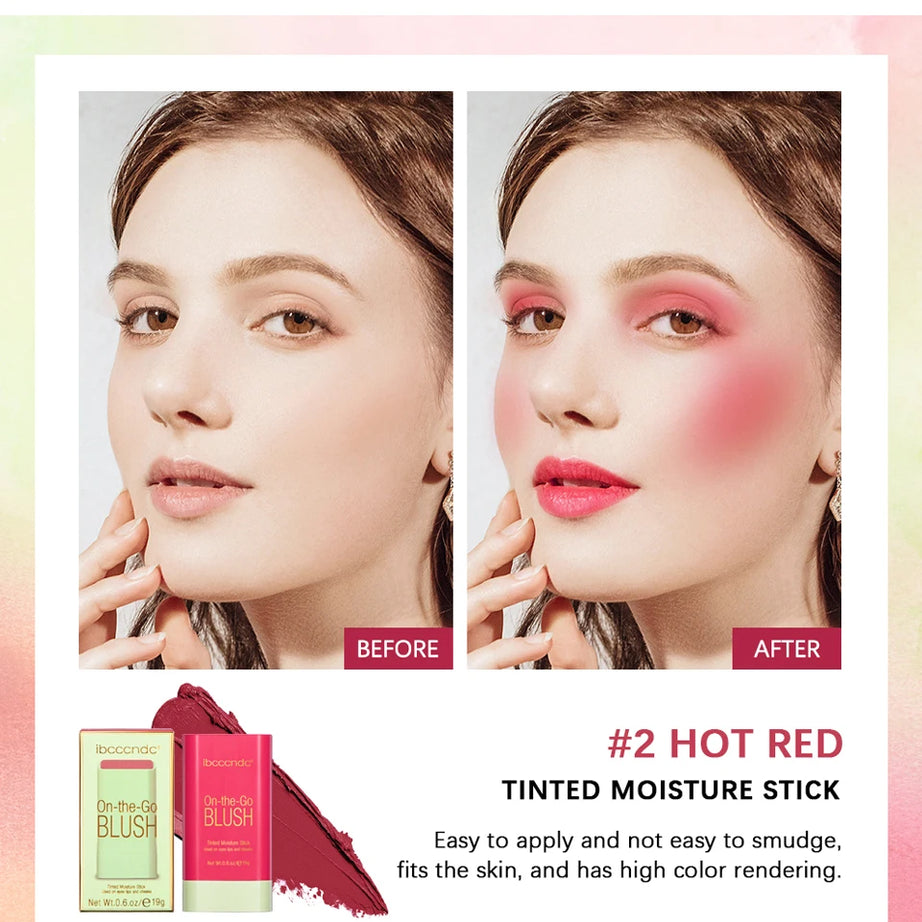 Blush Stick Fonctionnel Maquillage Facile à Colorer Rouge Crème Blush Waterproof Haute Rendu de Couleur Éclat du Teint