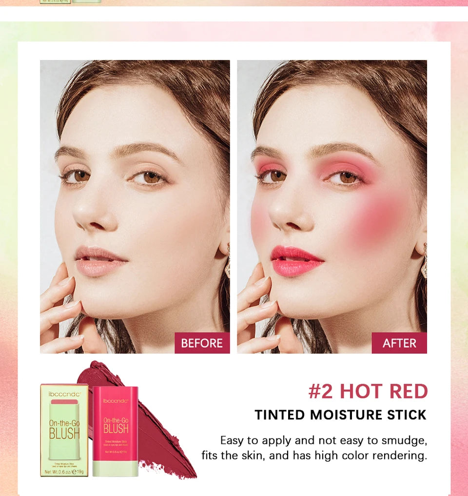 Blush Stick Fonctionnel Maquillage Facile à Colorer Rouge Crème Blush Waterproof Haute Rendu de Couleur Éclat du Teint