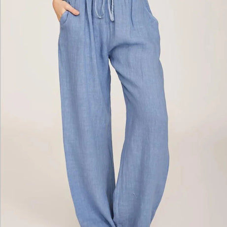 Nouveaux vêtements décontractés d'été et d'automne pour femmes en Europe, en Amérique et en Europe. Pantalons décontractés amples en coton et chanvre.