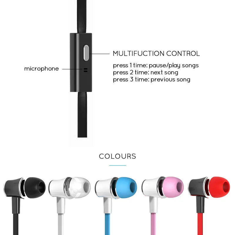 Écouteurs filaires Extra Bass avec microphone et prise jack 3,5 mm, style Noodles, pour Samsung