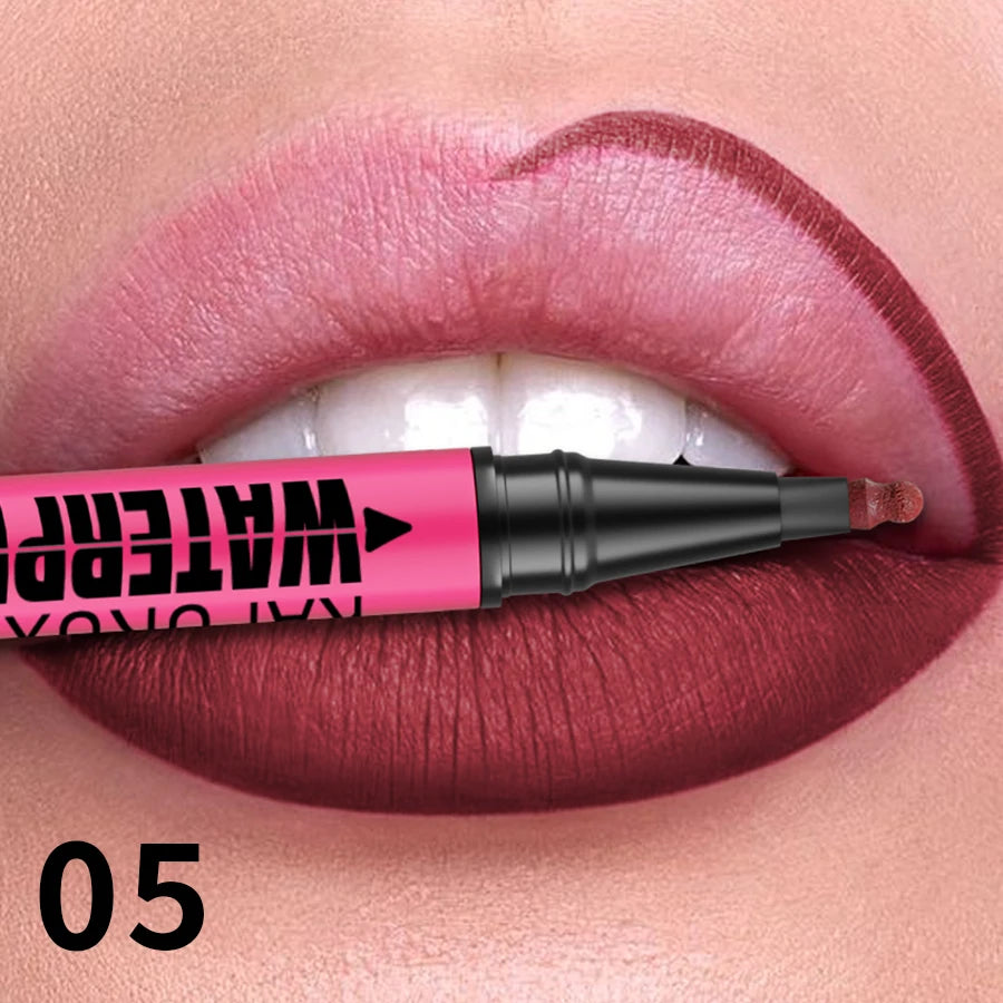 Crayon à lèvres liquide mat 12 couleurs, waterproof, effet repulpant, pour un contour des lèvres naturel et un maquillage contour des lèvres impeccable.