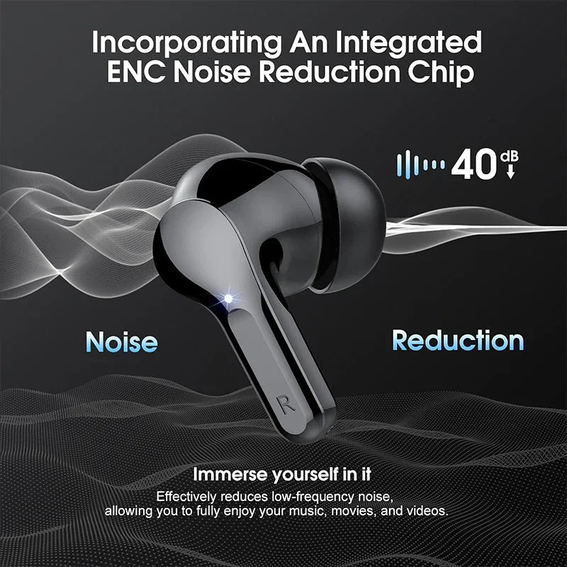 Nouveaux écouteurs sans fil HiFi stéréo BT5.3 avec réduction de bruit ENC, autonomie de 48 h, affichage LED, étanches IP7.