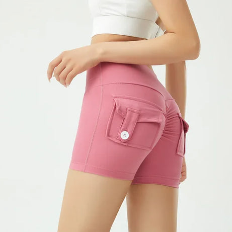 Short de fitness Peach Butt pour femme, pantalon cargo trois-quarts à séchage rapide avec poche, legging de yoga gainant pour l'été