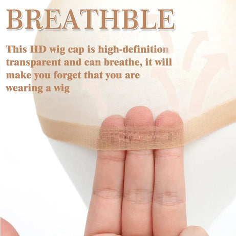Bonnets de perruque HD en gros, transparents et de haute qualité, en nylon extensible avec dentelle frontale, pour femmes et hommes, châtain clair.