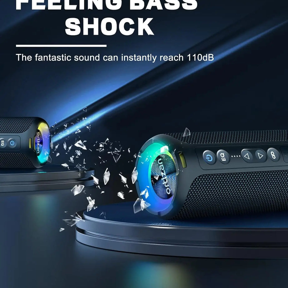 Enceinte Bluetooth Ortizan 40 W avec basses renforcées, portable, sans fil, pour l'extérieur, autonomie de 30 heures, étanche IP7, Bluetooth 5.3