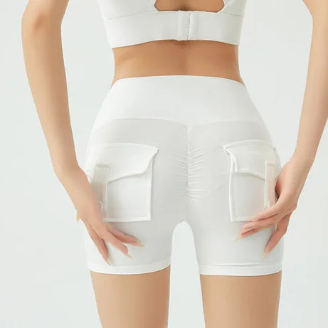 Short de fitness Peach Butt pour femme, pantalon cargo trois-quarts à séchage rapide avec poche, legging de yoga gainant pour l'été