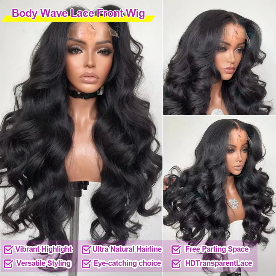 Perruques en cheveux humains pour femmes, 40 à 50 pouces, 13x4 ou 13x6, ondulées, avec lace frontale HD, sans colle, pré-épilées, densité 300 %.