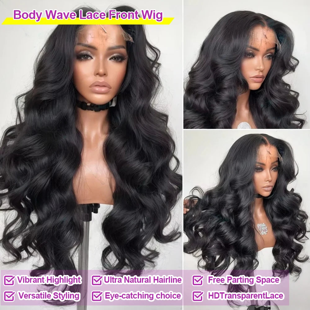 Perruques en cheveux humains pour femmes, 40 à 50 pouces, 13x4 ou 13x6, ondulées, avec lace frontale HD, sans colle, pré-épilées, densité 300 %.