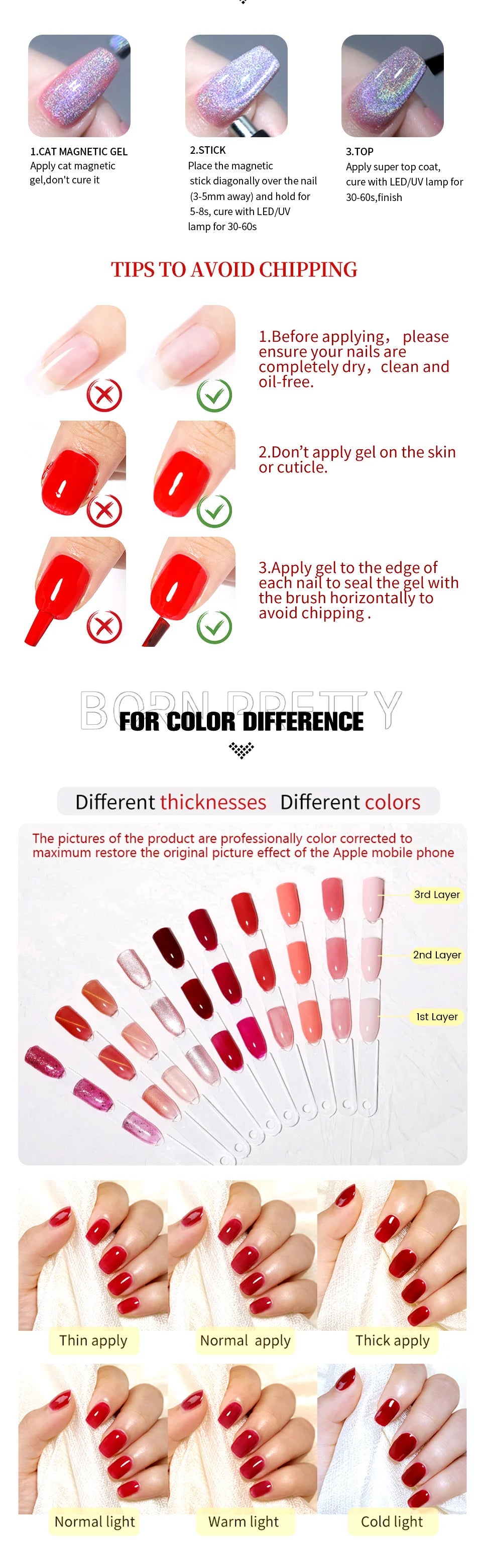 Vernis à ongles semi-permanent BORN PRETTY 10 ml, perles de verre roses, chat, gel magnétique, manucure semi-permanente Spring Moonlight Jelly Crystal.