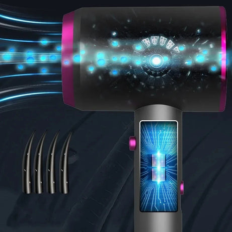 Sèche-cheveux professionnel portable avec protection ionique et thermique, idéal pour la maison, l'hôtel et les voyages. Usage domestique et hôtelier.
