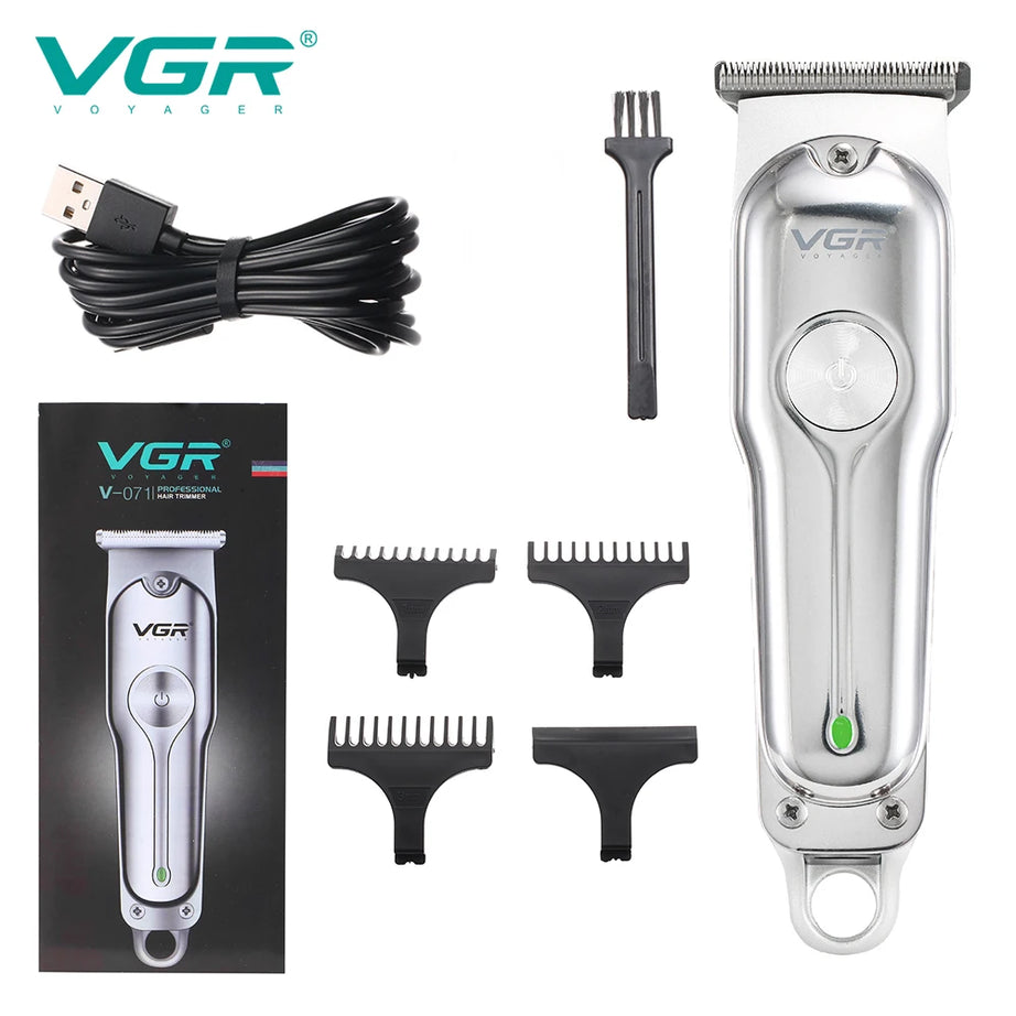 Tondeuse à cheveux professionnelle VGR 071, rechargeable, sans fil, portable, avec lame en T, pour hommes