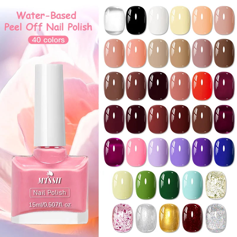 15ml Water-Based Nail Polish 40 Colors Long Lasting Quick Drying No Need of Lamp to Cure Nail Supplies Vernis for Nails Manicure