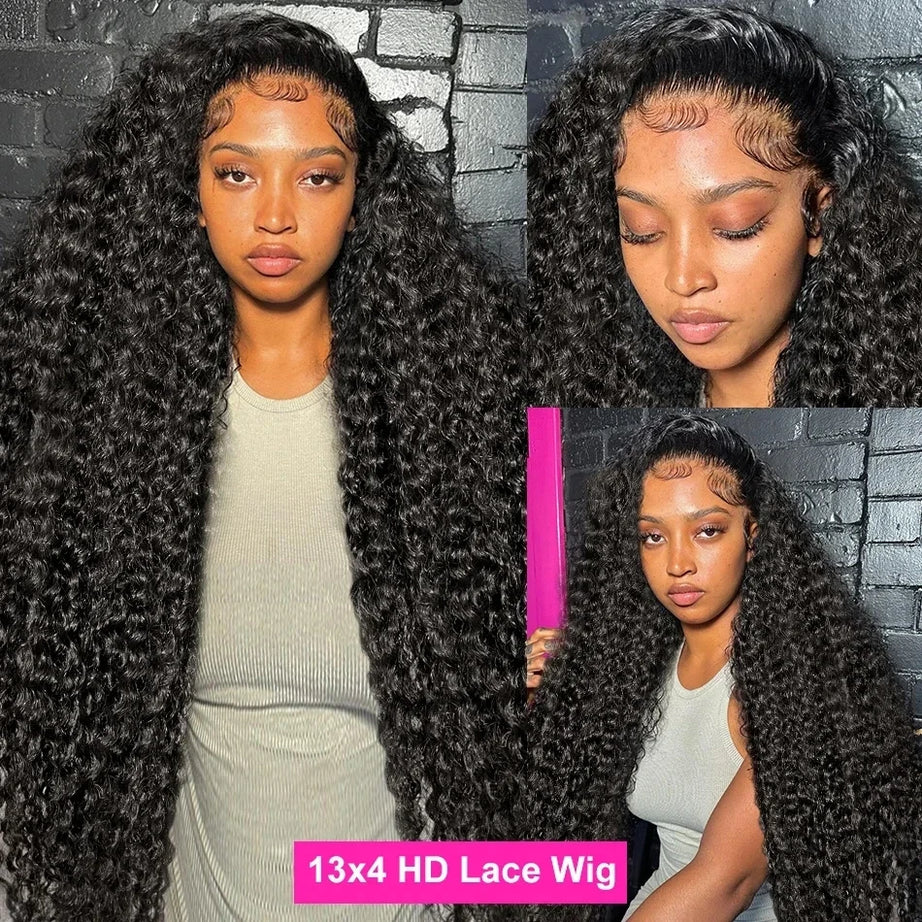 Perruque Lace Frontale HD 13x6, ondulations profondes, densité 250, cheveux humains bouclés 100% pré-épilés, style Water Wave, pour femmes noires brésiliennes