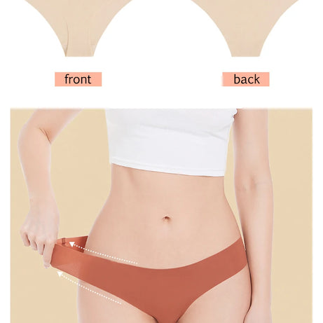 Ensemble de 3 culottes sans coutures pour femme, respirantes, taille basse, sexy, en soie unie, invisibles.
