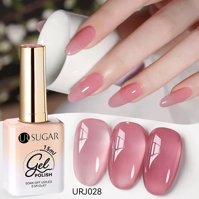 Vernis gel semi-permanent UR SUGAR 15 ml, couleur blanc laiteux translucide, effet gelée, UV, semi-permanent, pour nail art, à dissoudre. Dernière tendance.