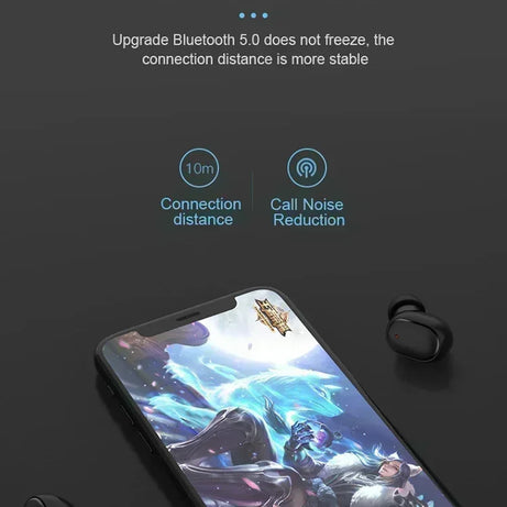 Écouteurs Bluetooth TWS sans fil avec microphone et réduction de bruit, compatibles avec les smartphones (modèle A6S).