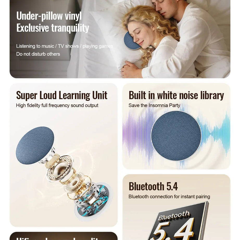Aide au sommeil par haut-parleur d'oreiller à ultrasons, son dynamique haute qualité, enceinte Bluetooth papillon 2026