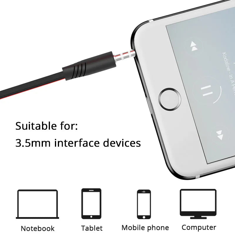 Écouteurs filaires Extra Bass avec microphone et prise jack 3,5 mm, style Noodles, pour Samsung