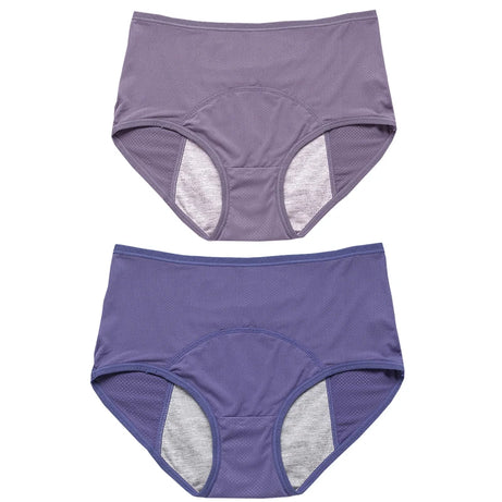 Lot de 2 culottes physiologiques pour femmes, culottes menstruelles anti-fuites, taille mi-haute, en soie glacée.
