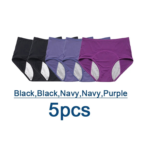 Lot de 5 culottes menstruelles anti-fuites pour femmes, sous-vêtements menstruels sexy, culottes physiologiques imperméables et coupe menstruelle.