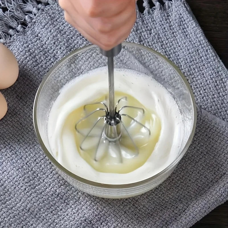 Batteur à œufs en acier inoxydable, mélangeur semi-automatique durable pour mélanger, remuer et battre les œufs sans effort, idéal pour la pâtisserie.