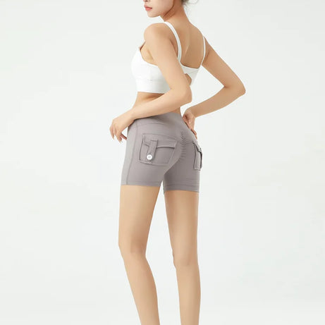 Short de fitness Peach Butt pour femme, pantalon cargo trois-quarts à séchage rapide avec poche, legging de yoga gainant pour l'été
