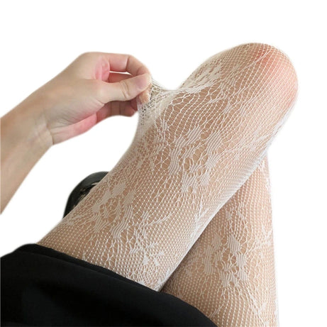 Bas résille longs sexy pour femmes, collants en maille transparente à motifs floraux, lingerie