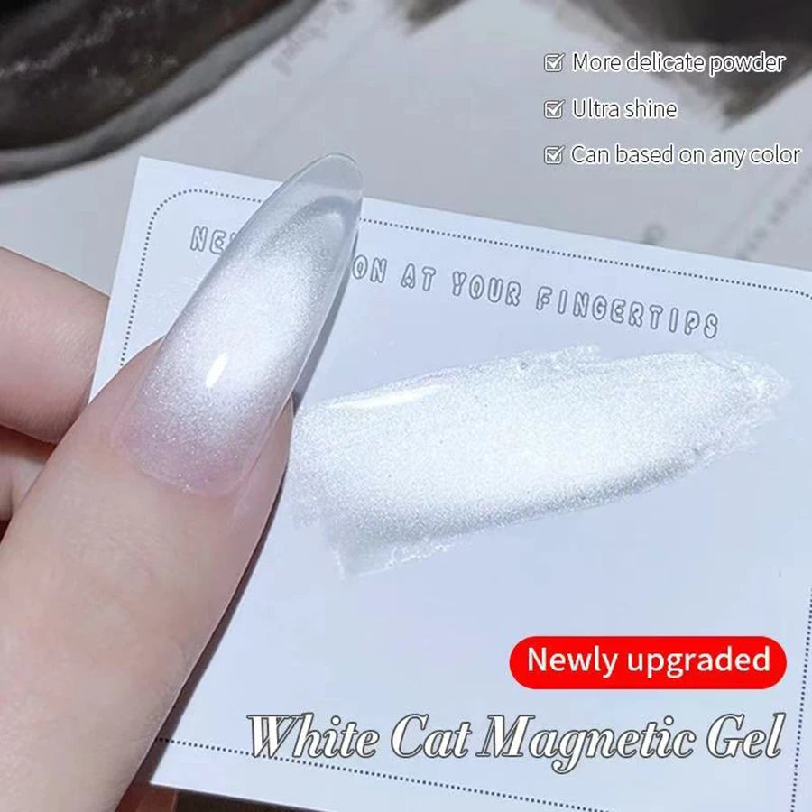 Vernis à ongles gel blanc effet œil de chat TC Flow Light (1 à 9 pièces) - Ultra brillant, semi-permanent, UV, effet miroir, aimant pour ongles
