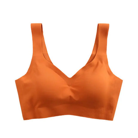 Soutien-gorge sans coutures en soie glacée pour femme (collection 2024), coussinets amovibles, effet push-up, brassière de yoga respirante, sans armatures.
