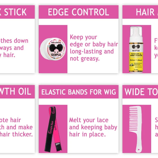 GOIPLE Peigne chauffant électrique, lisseur, fer à friser, brosse à friser, outils de coiffage pour le soin des cheveux, kit de coiffage pour perruques en dentelle