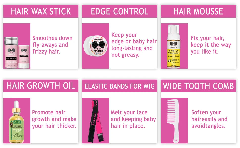 GOIPLE Peigne chauffant électrique, lisseur, fer à friser, brosse à friser, outils de coiffage pour le soin des cheveux, kit de coiffage pour perruques en dentelle