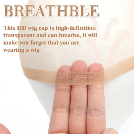 Bonnets de perruque HD en gros, transparents et de haute qualité, en nylon extensible avec dentelle frontale, pour femmes et hommes, châtain clair.