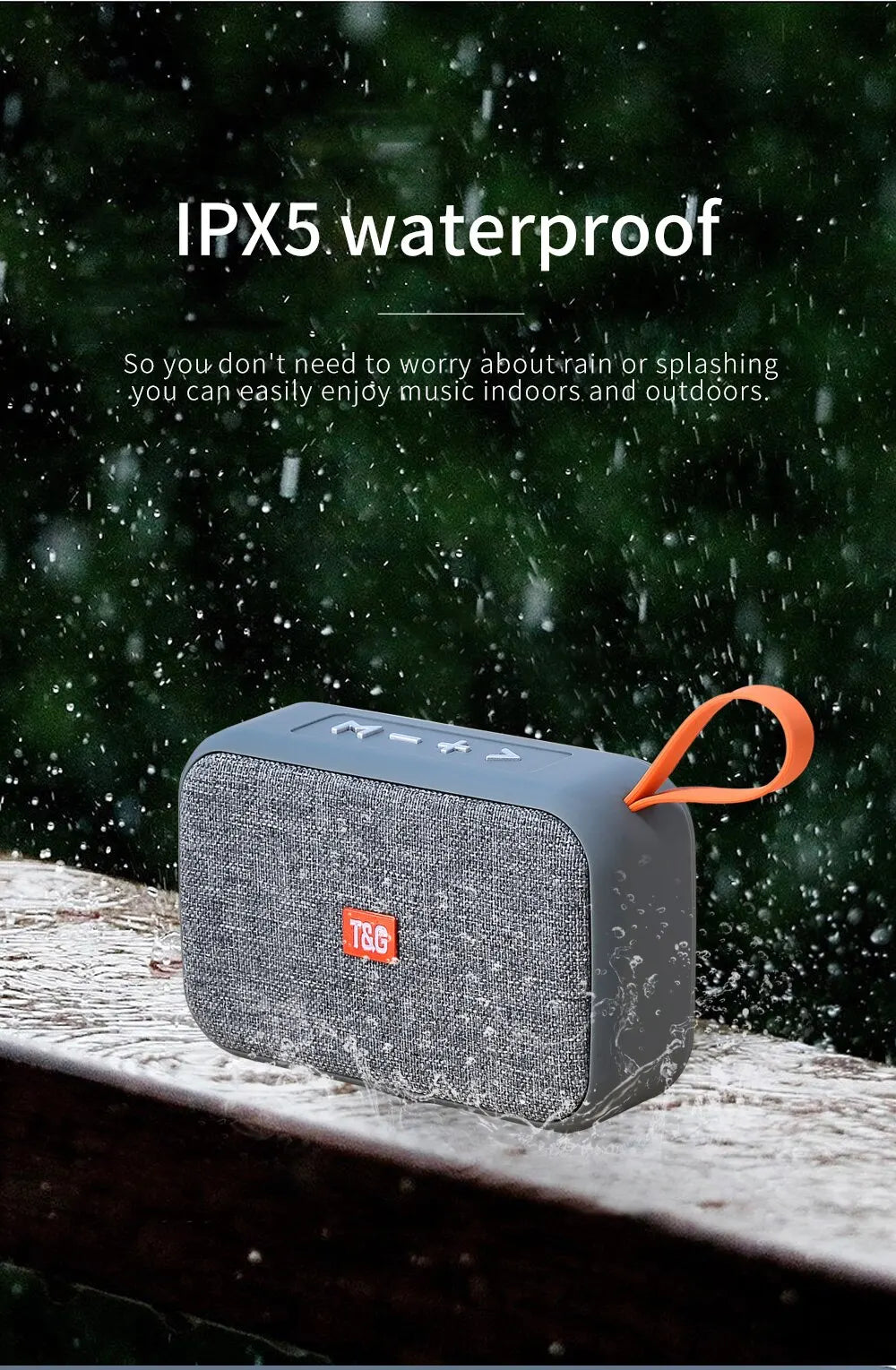 Barre de son portable mini sans fil TG506 Bluetooth 5.0 pour intérieur et extérieur, haute fidélité, compatible carte TF, radio FM, étanche