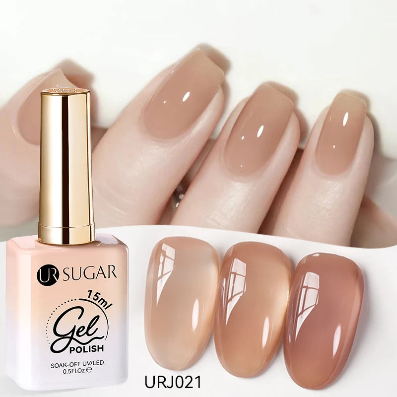 Vernis gel semi-permanent UR SUGAR 15 ml, couleur blanc laiteux translucide, effet gelée, UV, semi-permanent, pour nail art, à dissoudre. Dernière tendance.
