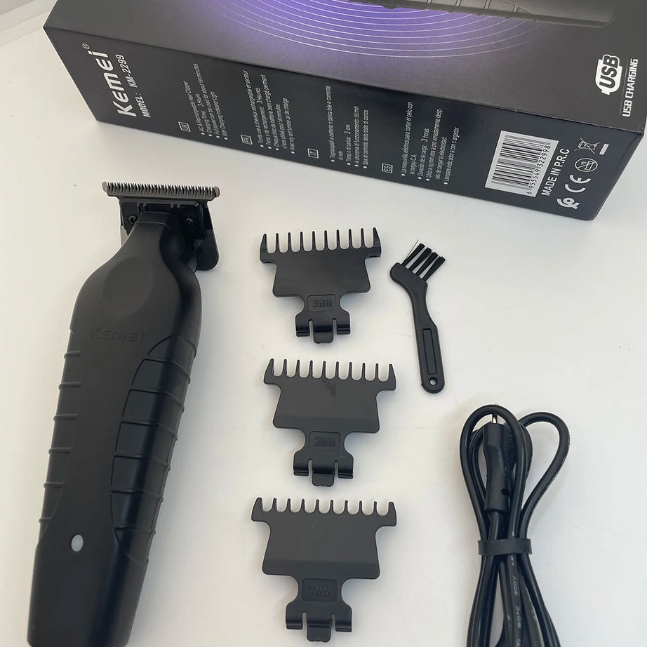 Tondeuse à cheveux sans fil Kemei 2299 Barber, tondeuse de précision à écartement zéro (0 mm), machine de coupe électrique professionnelle.