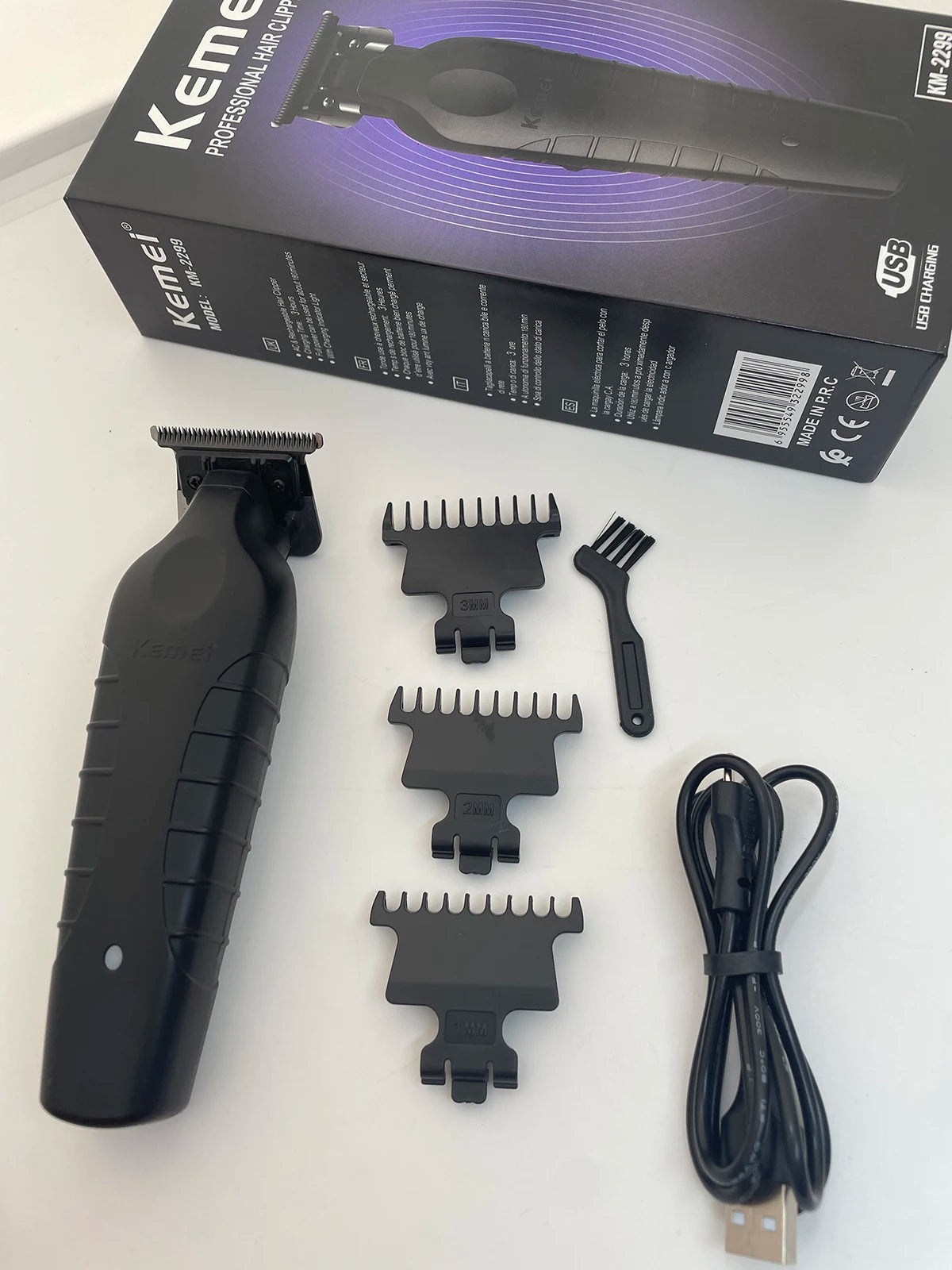 Tondeuse à cheveux sans fil Kemei 2299 Barber, tondeuse de précision à écartement zéro (0 mm), machine de coupe électrique professionnelle.