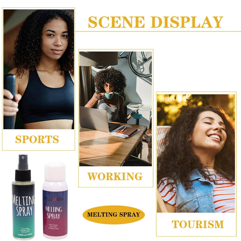 Spray de fusion de dentelle 120 ml, colle en spray pour perruques en dentelle, finition invisible et résistante.