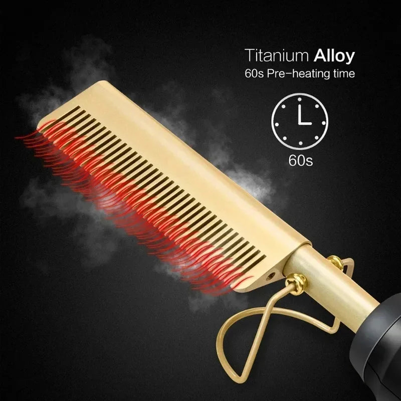 Peigne chauffant électrique, lisseur, fer à friser, brosse lissante pour cheveux secs et humides, outils de coiffure