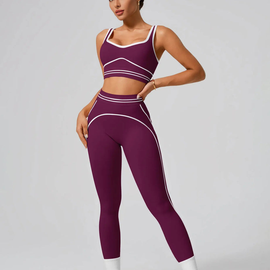Ensemble de yoga sans coutures pour femme - Soutien-gorge de sport et legging taille haute, tenue de sport idéale pour la salle de sport, le fitness et les exercices d'étirement.