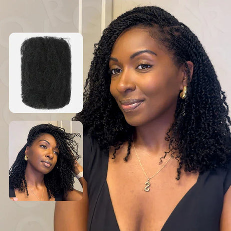 Cheveux Black Pearl Top QVR péruviens crépus bouclés mini twist 50 g/pièce, cheveux humains crépus afro en vrac pour tresses, 100 % cheveux Remy.