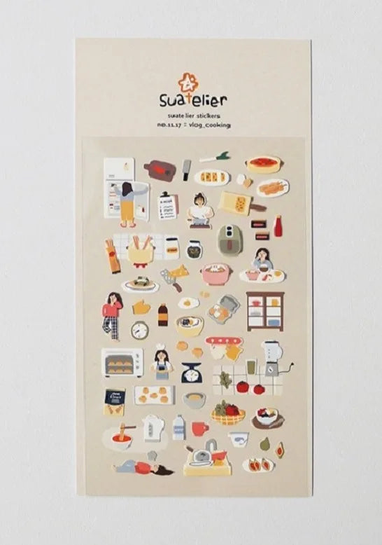 Autocollants Suatelier Foods, scrapbooking esthétique, jolis stickers pour carnets de voyage, décorations coréennes, agendas et fournitures de loisirs créatifs.
